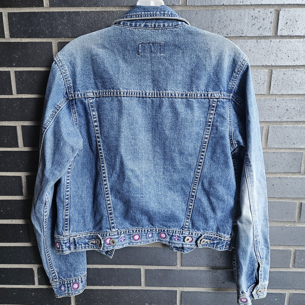 Buffalo Jean Vintage 90s Women's Embellished Embroidered Jean Jacket Size M - Picture 9 of 16